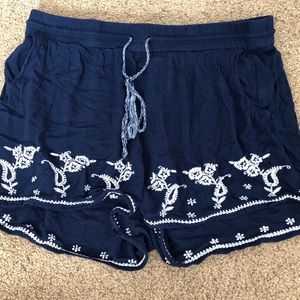 Blue Flowy Shorts Medium with Pockets